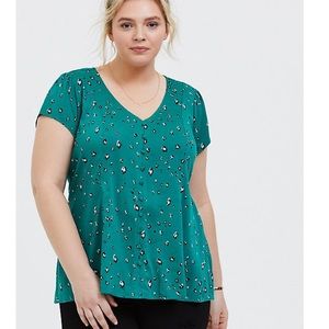Torrid Emerald Green Leopard Corset Back Blouse